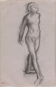 Studium nagiej tancerki, ok. 1878-79 (węgiel i czarny marker na papierze) autorstwa Edgar Degas