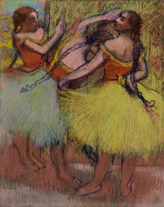 Trzech tancerek z włosami zaplecionymi w warkocze autorstwa Edgar Degas