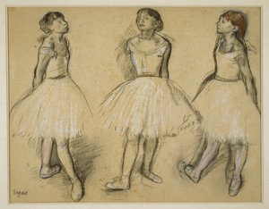 Trzy studia tancerza w czwartej pozycji autorstwa Edgar Degas