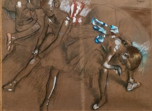 Trzech tancerzy. Około 1880 r. Węgiel i pastel na papierze autorstwa Edgar Degas