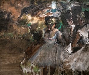 Trzech tancerzy za kulisami. 1880-1885. Olej na płótnie. autorstwa Edgar Degas
