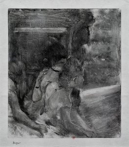 Do teatru. Około 1878. Monotype ma czarny tusz z Chin. autorstwa Edgar Degas