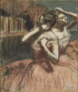 Dwóch Tancerzy (pastel na papierze naklejony na karton) autorstwa Edgar Degas