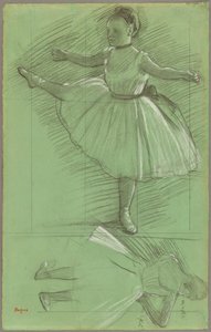 Dwa studia tancerzy, ok. 1873 r. (czarno-biała kreda na zielonym papierze) autorstwa Edgar Degas