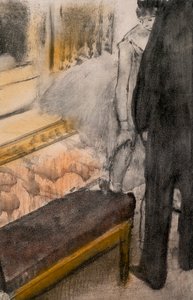 Dwóch mężczyzn i dwóch tancerzy (szczegóły). Około 1876-1877. Pastel na monotypie. autorstwa Edgar Degas