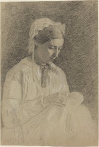Haftowanie kobiece, 18551860. autorstwa Edgar Degas