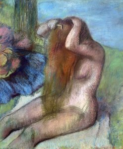 Kobieta czesująca włosy, ok. 1895 (pastel)