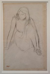 Kobieta siedząca nad wodą. Około 1867-1868. Czarny ołówek na papierze welinowym. autorstwa Edgar Degas