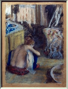 Kobieta kucająca Pastel na monotypie autorstwa Edgara Degasa (1834-1917) 1877 Ndz. 0,18x0,14 m Paryż, musee d