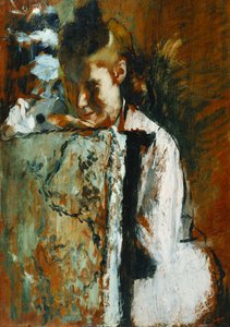 Młoda Dziewczyna Siedząca Opierając Się O Tył Krzesła; Młoda dziewczyna siedząca oparta na oparciu fotela, ok. 1889 r. autorstwa Edgar Degas