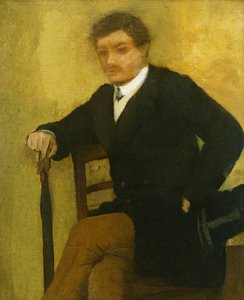 Młodego Człowieka obsiadanie z Kurtką i Parasolem; Młody mężczyzna siedzący z kurtką i parasolem, ok. 1864-1868 r. autorstwa Edgar Degas
