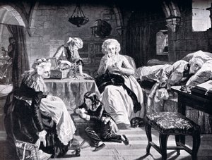 Ludwik XVI i jego rodzina w Chateau du Temple, z „Historii narodów” autorstwa Edgar Melville Ward