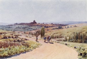 Północna Hiszpania: Avila, z północnego zachodu (kolor lito) autorstwa Edgar T. A. Wigram
