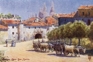 Północna Hiszpania: Burgos, Arco San Martin (kolor lito) autorstwa Edgar T. A. Wigram