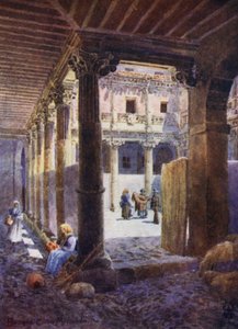 Północna Hiszpania: Burgos, Patio Casa de Miranda (kolor lito) autorstwa Edgar T. A. Wigram