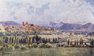 Północna Hiszpania: Pamplona, From the Road to the Frontier (kolor lito) autorstwa Edgar T. A. Wigram