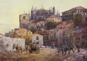 Północna Hiszpania: Plasencia, mury miejskie i katedra (kolor lito) autorstwa Edgar T. A. Wigram