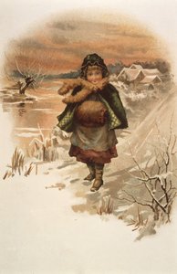 Dziewczyna na zaśnieżonej drodze, ilustracja z filmu Gdzie mieszkają lilie, 1889 autorstwa Edith S. Berkeley