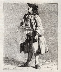 Krzyknik zwycięzców liczb (Loto) - Petity metier de Paris (Studia z niższego Ludu, czyli Kryzys Paryża) - rycina Edme Bouchardon (1698-1762) autorstwa Edmé Bouchardon