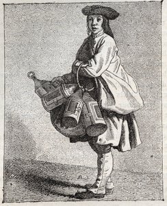 Kupiec z latarniami - Pepetit metier de Paris (Studia wykonane w Niższych Ludach, czyli Kryzys Paryski) - rycina Edme Bouchardon (1698-1762) autorstwa Edmé Bouchardon