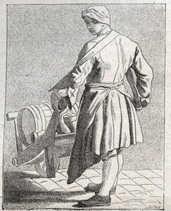 Handlarz octem - Pepetit metier de Paris (Studia wykonane w Niższych Ludach, czyli Kryzys Paryski) - rycina Edme Bouchardon (1698-1762) autorstwa Edmé Bouchardon