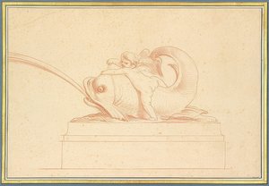 Delfin tryskający wodą po lewej stronie z kupidynem. 1737 autorstwa Edmé Bouchardon