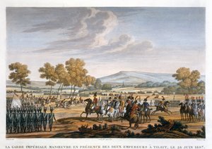 „Gwardia cesarska manewruje w obecności dwóch cesarzy w Tilsit, 28 czerwca 1807 r.”