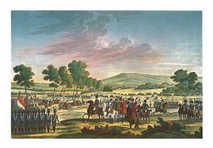 Manewr gwardii cesarskiej w obecności dwóch cesarzy w Tilsit, 28 czerwca 1807, c1850