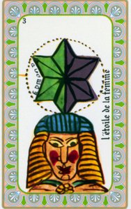 tarot autorstwa maga Belline’a narysowany przez Edmonda Billaudota ok. 1845 i przekazany jasnowidzowi Bellinowi do ponownego wydania: karta z gwiazdą kobiety autorstwa Edmond Billaudot