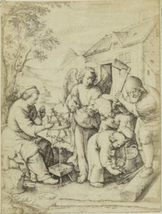 Fotoreprodukcja van de gravure Drzwiczki na wióry Hieronymus Wierix Żetony (tytuł na obiekcie) autorstwa Edmond Fierlants