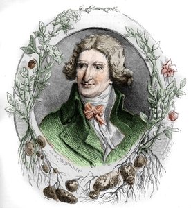 Portret Antoine Augustina Parmentiera (1737-1813), francuskiego aptekarza wojskowego i agronoma. Grawerowanie autorstwa Edmonda Morin