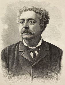 Portret Edmondo De Amicis (1846-1908), włoskiego autora, rycina E Mancastroppa z fotografii Schemboche z L