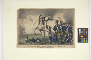 Śmierć Adj. Genl. George S. Lincoln (litografia ręcznie kolorowana)