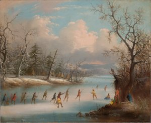 Indianie grający w lacrosse na lodzie autorstwa Edmund C. Coates