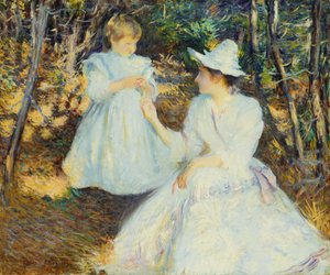 Matka i dziecko w lesie sosnowym autorstwa Edmund Charles Tarbell