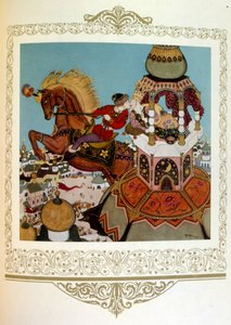 Książę całujący piękną księżniczkę w wieży. Rosja" Dulaca. autorstwa Edmund Dulac