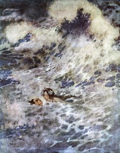 Mała syrenka (litografia) autorstwa Edmund Dulac