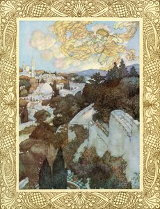 Obudź się, bo słońce za wschodnią wysokością przegoniło nocną sesję gwiazd, ilustracja z "The Rubaiyat of Omar Khayyam", opublikowana w 1909 r. (kolorowa litografia). autorstwa Edmund Dulac