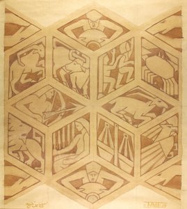 Znaki Zodiaku - Art Deco, kwiecień 1934 (gwasz na papierze)
