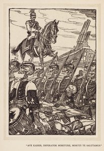 Wianek cesarski: "Ave Kaiser, Imperator Moriture, Mortui Te Salutamus" (litografia). autorstwa Edmund Joseph (after) Sullivan