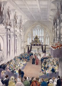Napoleon III i cesarzowa Eugenie w Guildhall, Londyn, 1855 autorstwa Edmund Morin
