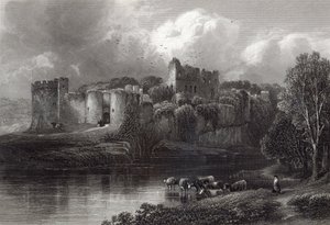 Zamek Chepstow, ryty R. Hinshelwood, wydrukowany przez Cassell und Company Ltd autorstwa Edmund Morison Wimperis