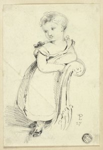 Mała dziewczynka stojąca na sofie (recto); Fragment: Tył głowy kobiety (verso) autorstwa Edmund Thomas Parris