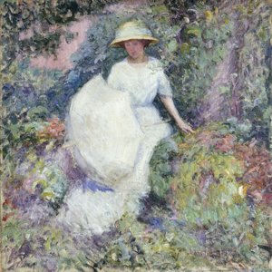 Dziewczyna z parasolem (olej na płótnie) autorstwa Edmund William Greacen
