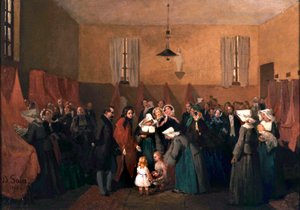 Wizyta Napoleona III i Eugenii w żłobku siostry Rozalii autorstwa Edouard Alexandre Sain