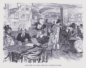 Bohemian Paris: Zwyczaje w Cafe du Conservatoire (litografia)