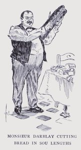Czeski Paryż: Monsieur Darblay kroi chleb na kawałki (litografia)