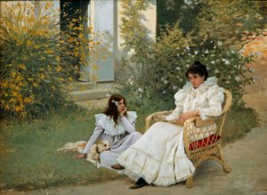 Matka i córka w bretońskim ogrodzie Obraz Edouarda Debata Ponsana (1847-1913) 1898 Tours, Muzeum Sztuk Pięknych