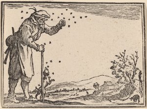 Chłop zaatakowany przez pszczoły autorstwa Edouard Eckman after Jacques Callot
