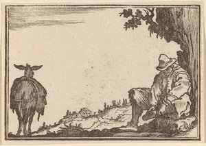 Chłop zdejmuje but autorstwa Edouard Eckman after Jacques Callot